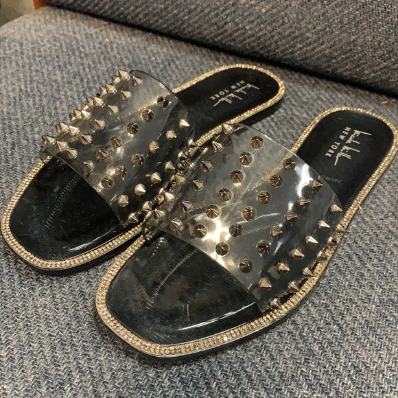Nicole Miller Spike Jelly Rhinestone Sandals - Picture 1 of 8